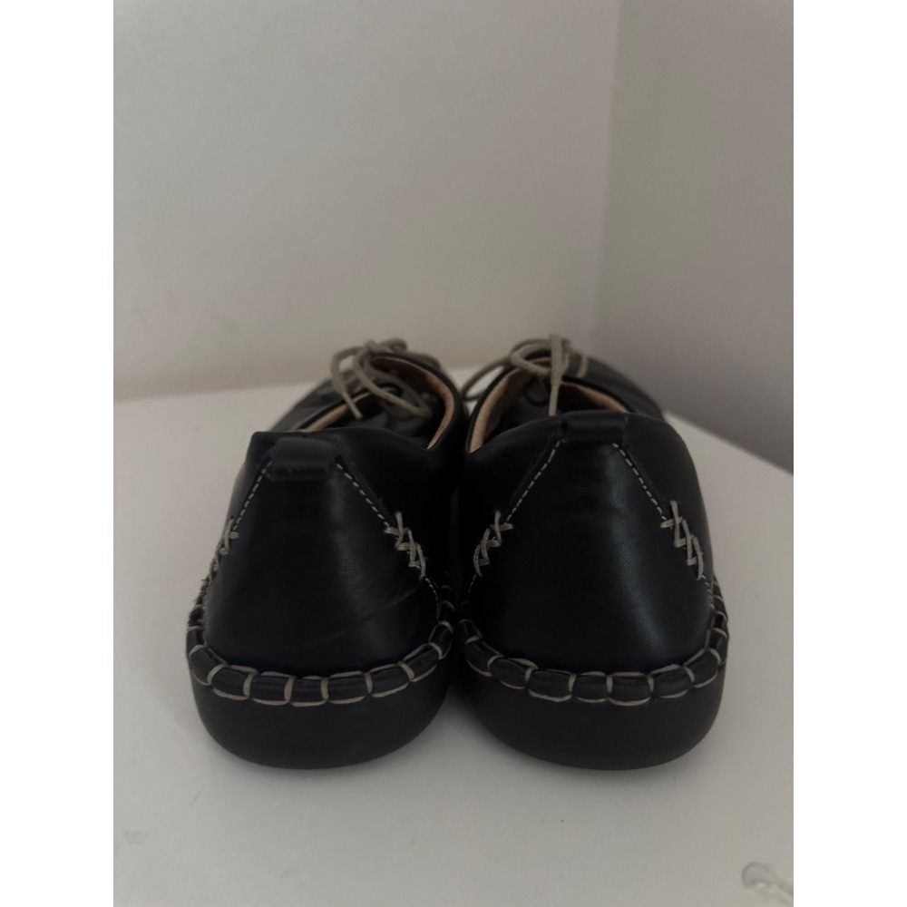 Josef Seibel Black Leather Oxford Lindsay EU 41 US 10-10.5 Whipstitch Size 41 - Picture 4 of 8